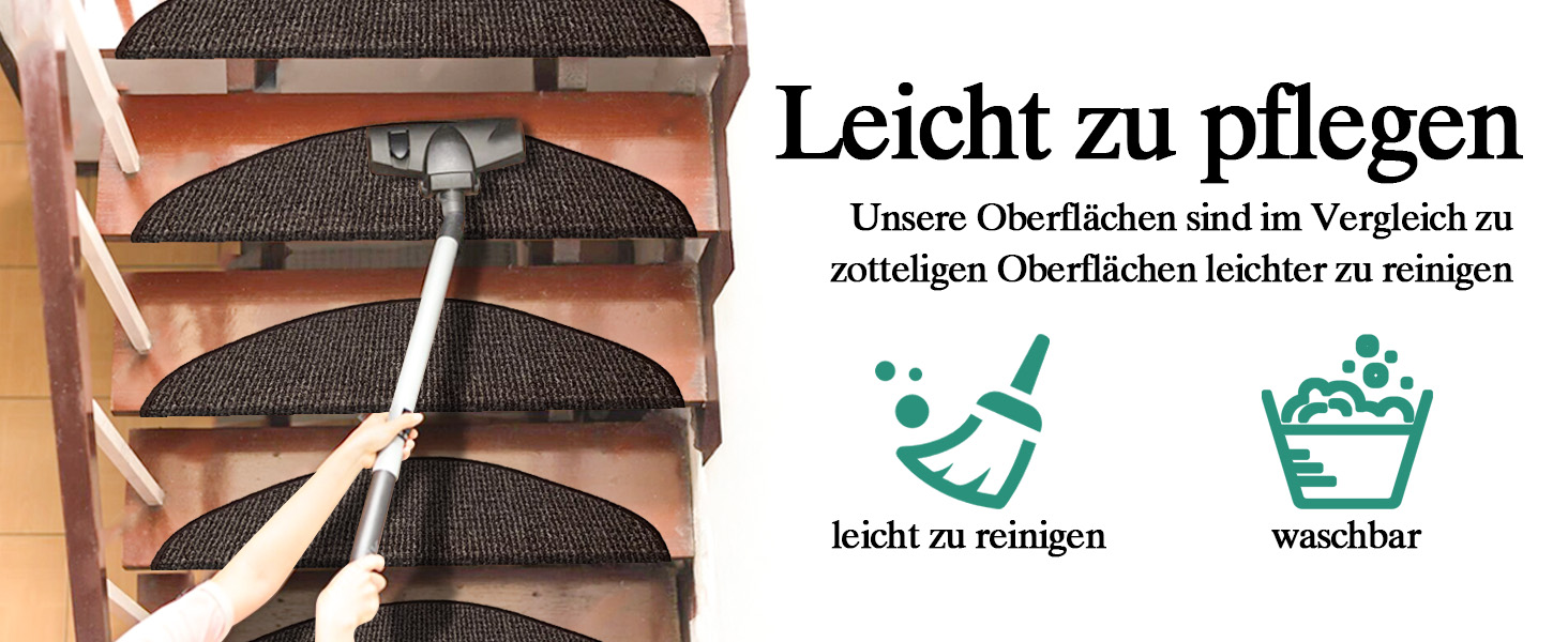 Anti-Slip Stair Treads - 15 Piece Set - 22x65 cm - Adhesive, Non-Slip Carpet for Wooden Stairs - Beige-Brown