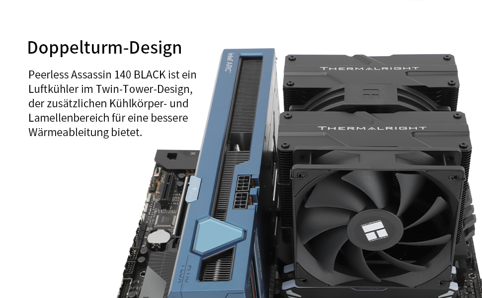 Thermalright Peerless Assassin 140 - Кулер для CPU з 6 тепловими трубками, чорний, для AM5/AM4 та Intel LGA 1700/1851/1150/1151/1200