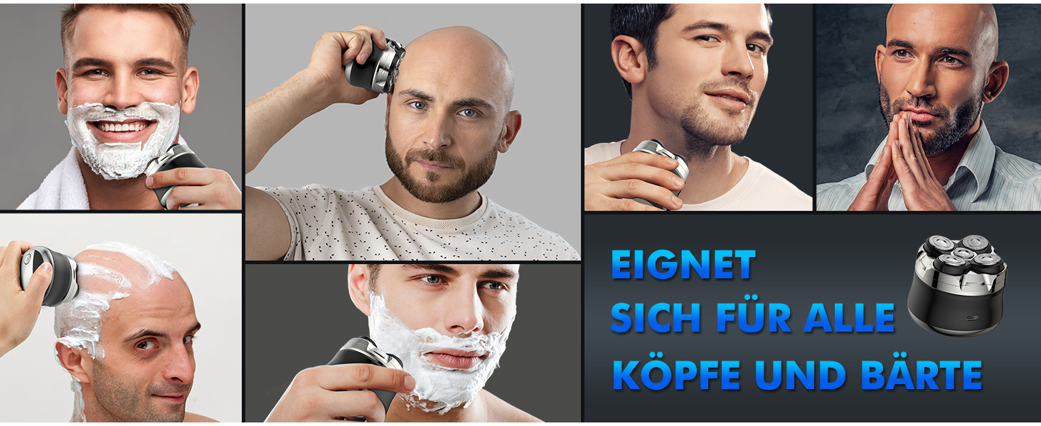 Електричний гоління голови Etrobot Glatzen Rasierer для чоловіків - вологостійкий, 5D, з LED-дисплеєм, MOJO 1 Wireless