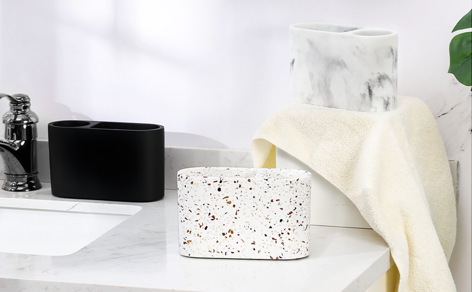 Тримач для зубних щіток Luxspire з 5 відділеннями, електричний, для сім'ї, велика місткість, органайзер для зубних щіток та косметики, матовий (пісочний колір, 2 відсіки)