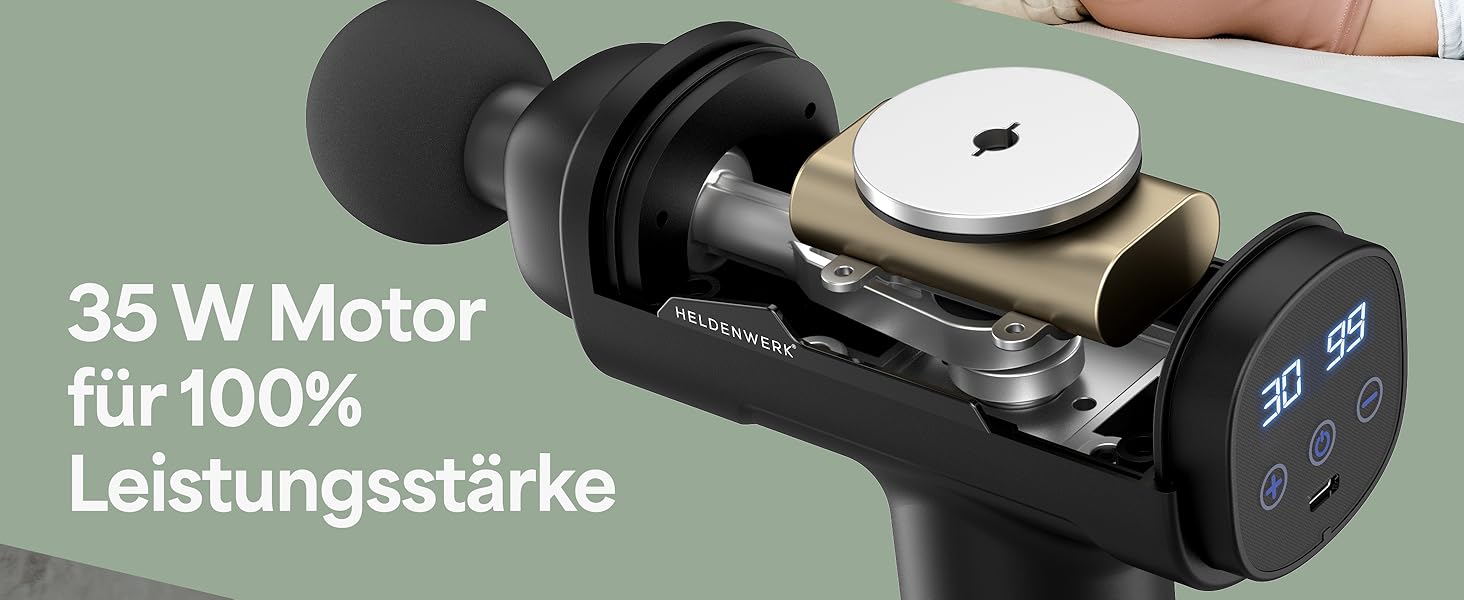 Масажер для м'язів з 6 насадками та 30 швидкостями, USB-C, LCD-екран (Чорний)