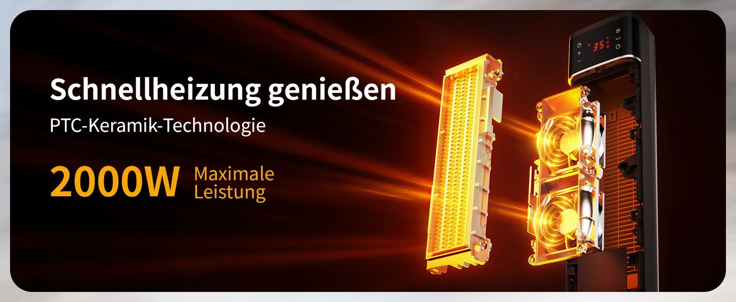 Електричний обігрівач Aeco EcoHeat Boost 58 см з пультом керування, 2000 Вт, LED ECO-режим, таймер 24 год, 4 режими, тиха кераміка, термостат, захист від перегріву та перекидання, осциляція. Smart Tower ECO