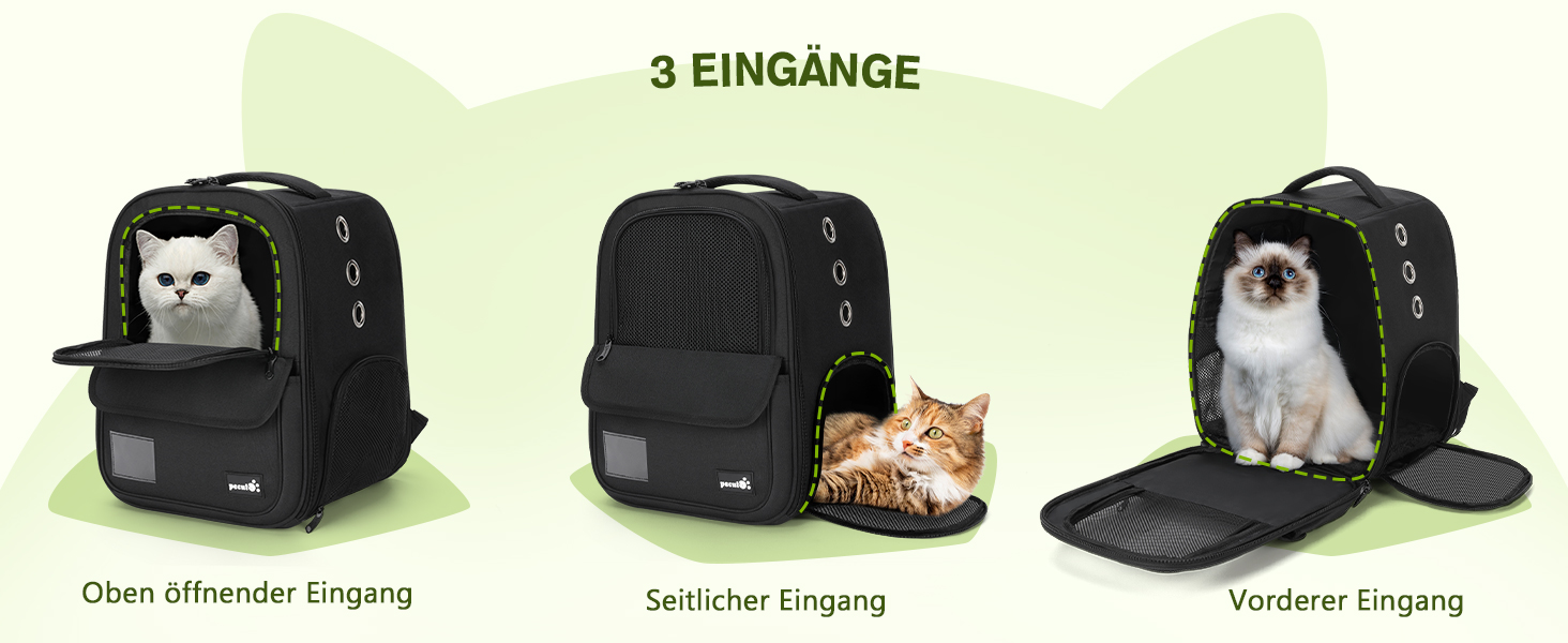 Рюкзак для кота Pecute, 6 кг, для маленьких собак, дихаючий, з безпечним тросом та замком, чорний