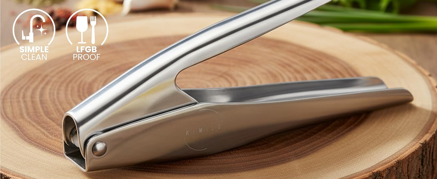 Прес для часнику з нержавіючої сталі - миється в посудомийній машині, стійкий до іржі - міцний та ергономічний, для легкого подрібнення - ідеальний для свіжого часнику