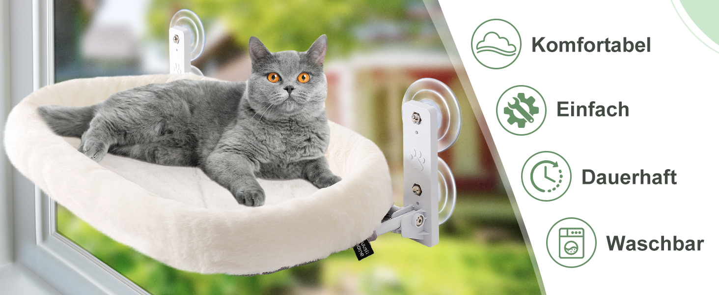 Підвіконня-лежак для котів GUUSII HOME, білий, складний, до 18 кг