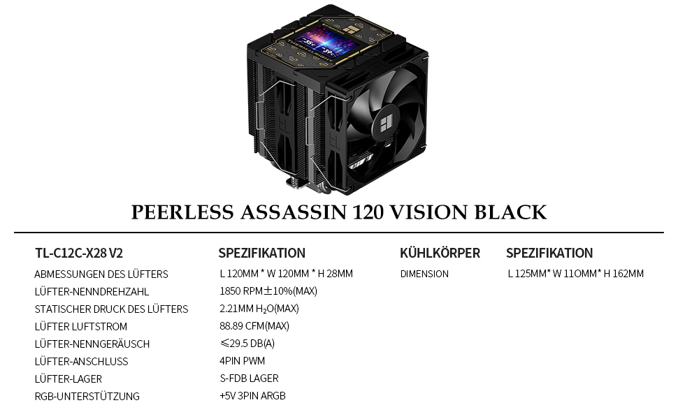 Кулер для процесора Thermalright Peerless Assassin 120 VISION MAX ARGB Black з 5