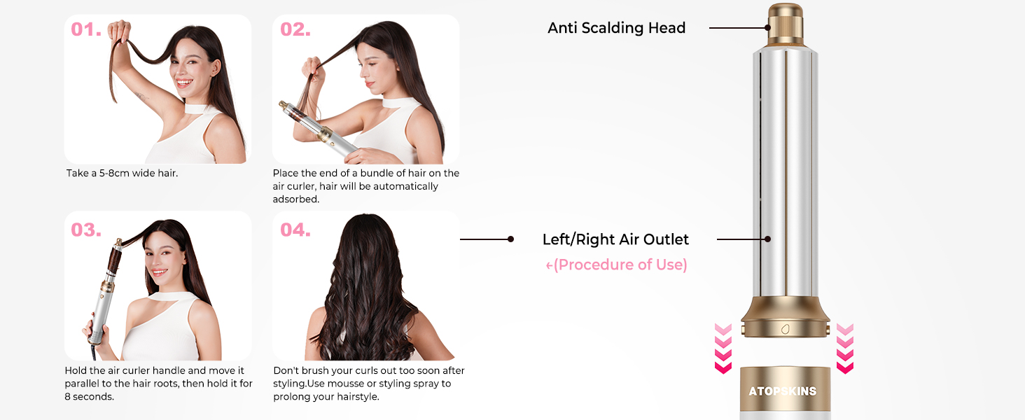 Atopskins Pro Air Styler 6 в 1: Фен-щітка, плойка, стайлер для волосся, сушка, укладка, для всіх типів волосся