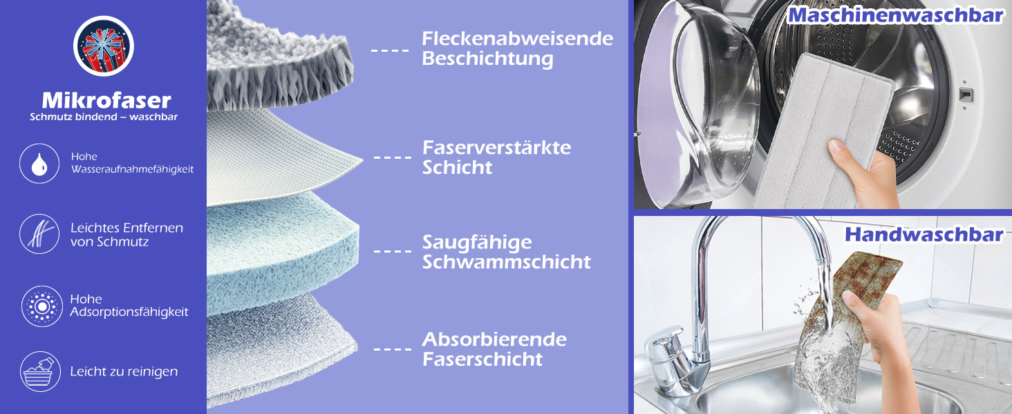 Набір для миття підлоги з відром, 2 в 1: моп з відром та функцією віджиму, з регульованою ручкою з нержавіючої сталі та 6 мікрофібровими насадками, підходить для плитки та ламінату (сірий + зелений)