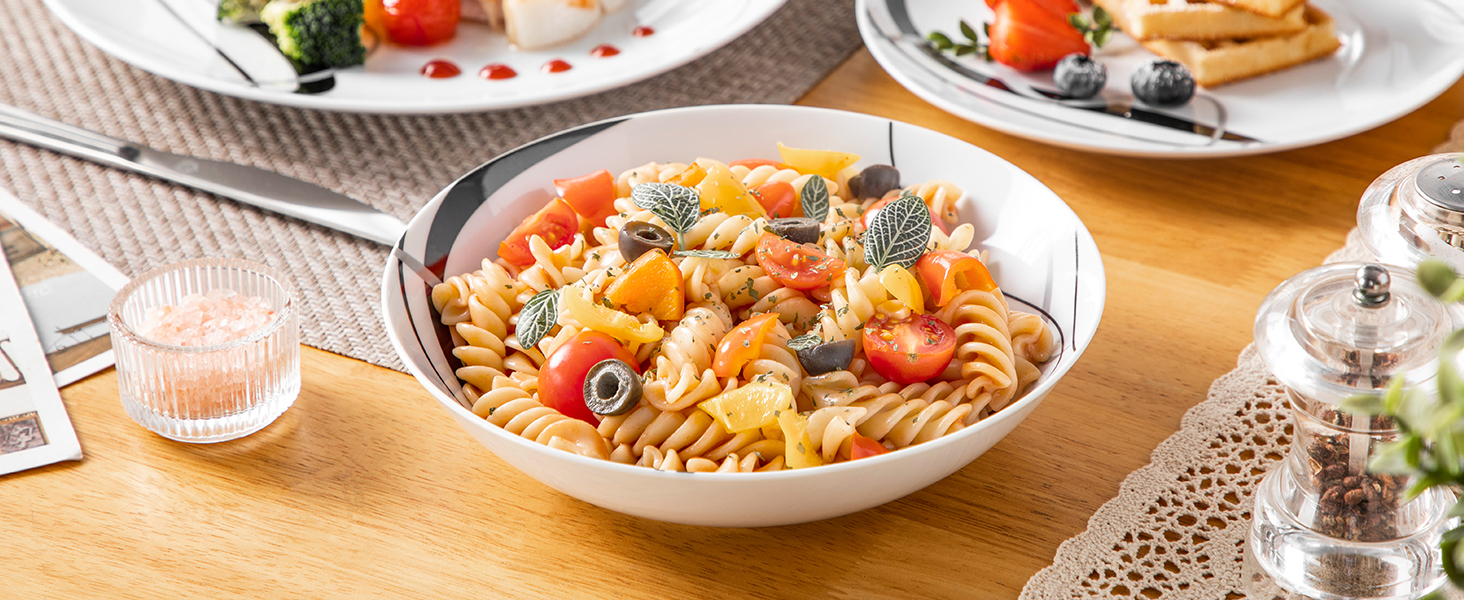 VEWEET Набір посуду 18 предметів на 6 осіб, порцеляновий сервіз, 6 тарілок для їжі, десертних та супових тарілок, сервіз Fiona