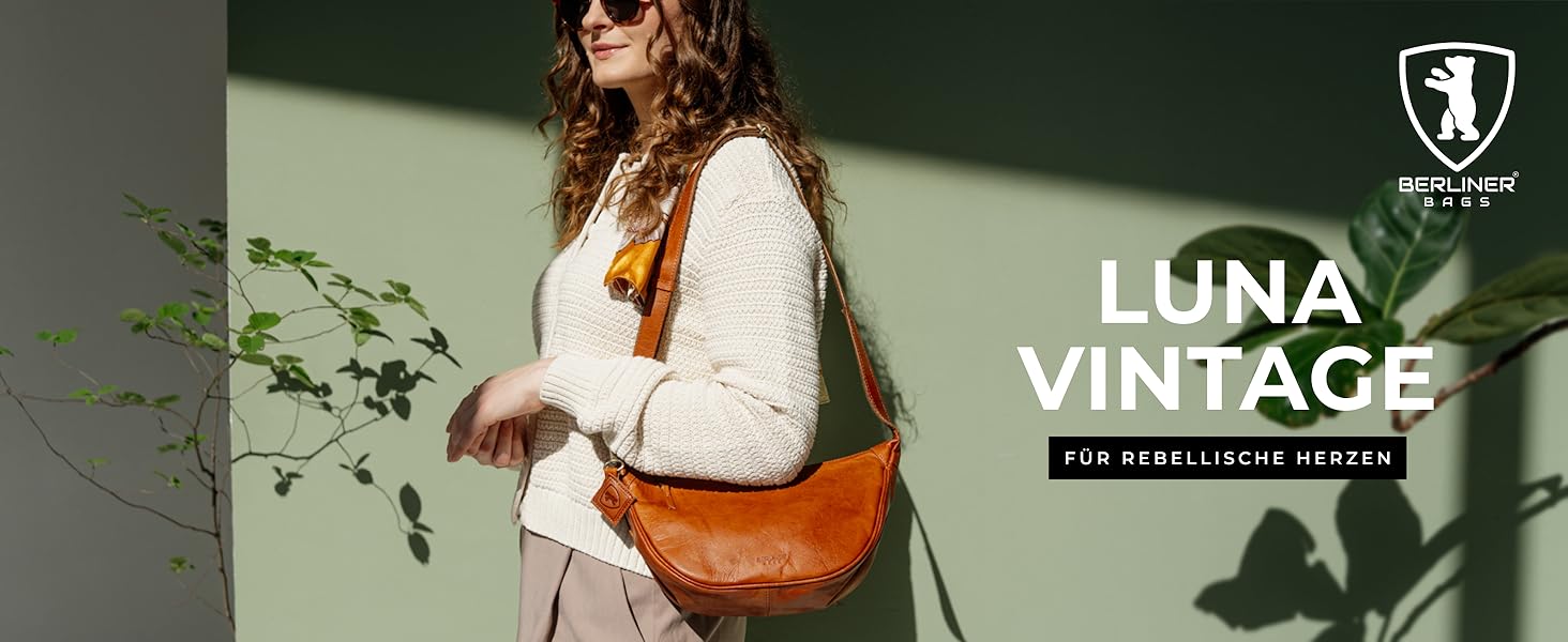 Сумка через плече Berliner Bags Luna з натуральної шкіри, коричнева. Містка жіноча сумка-банан