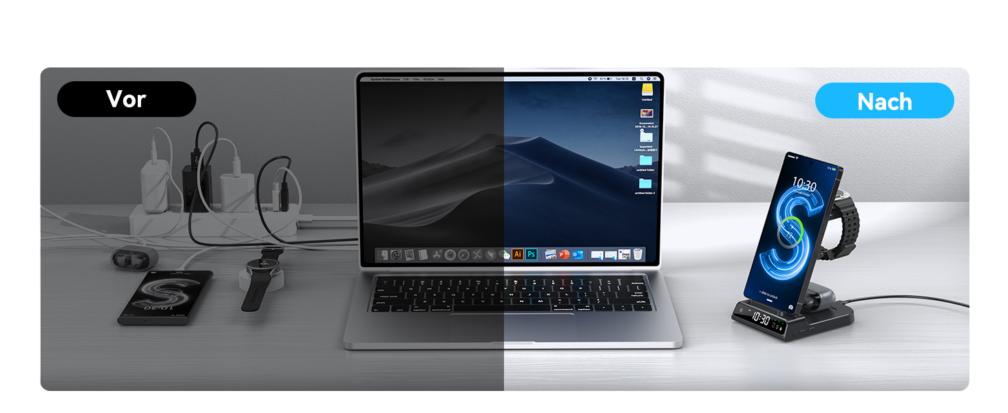 Бездротовий зарядний пристрій 3-в-1 для Samsung Galaxy S25 Ultra, Watch 8/7/Ultra, Buds, чорний