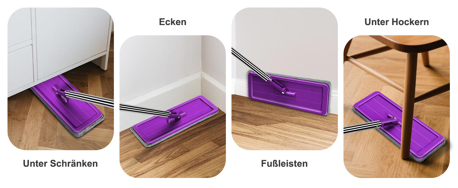 Набір для миття підлоги Masthome з відром: плоский моп, 3 мікрофібрових насадки, відро з нержавіючою сталею, моп з функцією віджиму, для прибирання підлоги