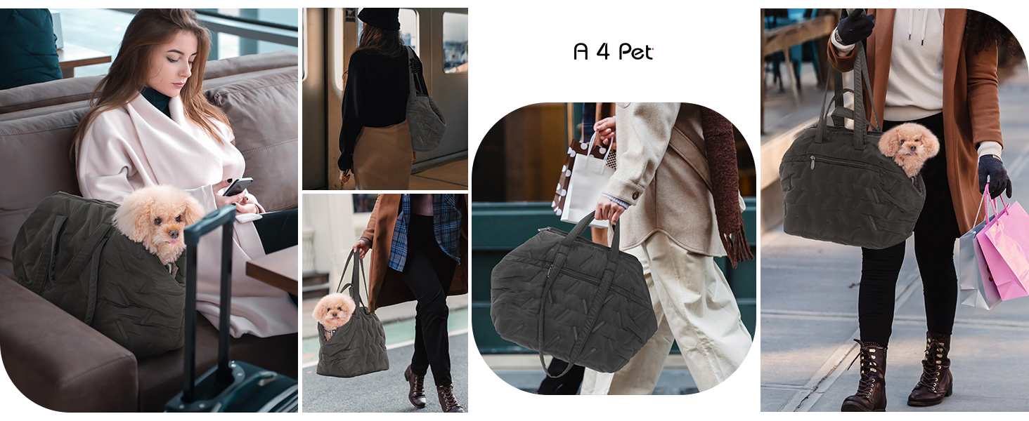 Сумка-переноска для собак та цуценят, 40x20x24 см, Khaki (M, Чорний)