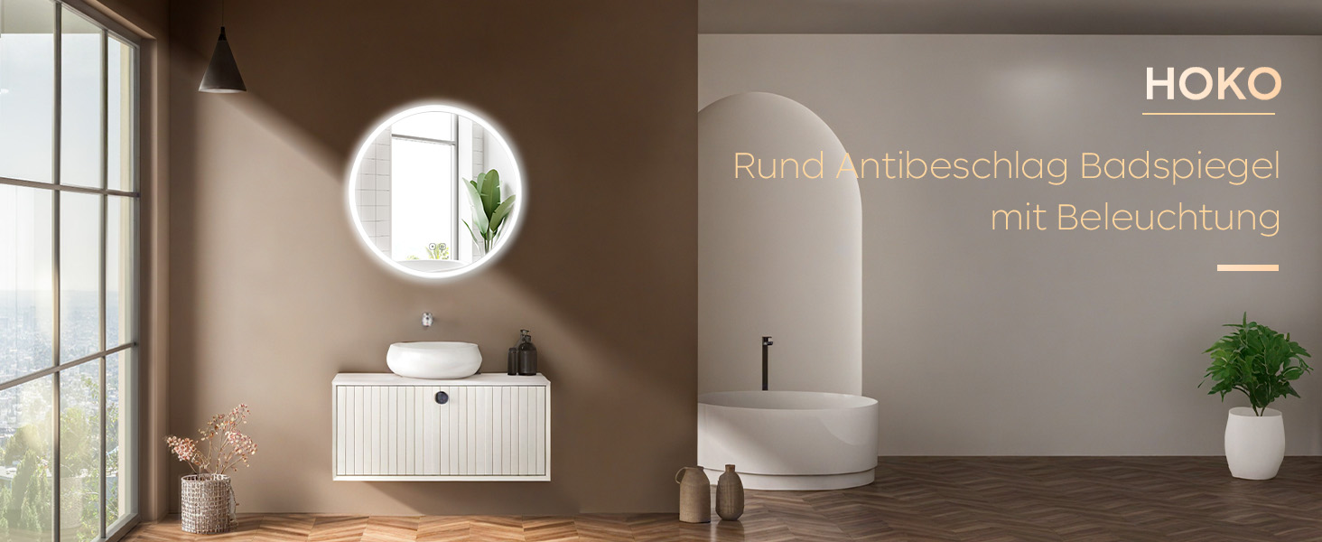 Дзеркало для ванної кімнати HOKO ULM 60см з підсвічуванням LED, антизапотівачем та сенсорним вимикачем. Колір сріблястий. Розміри 60x60 см.