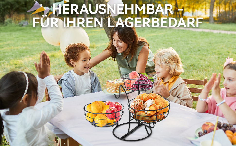 Багатоярусна підставка для фруктів Obst Etagere, чорна. 3 яруси, для кухні, вітальні, їдальні. Організація зберігання, економія місця.