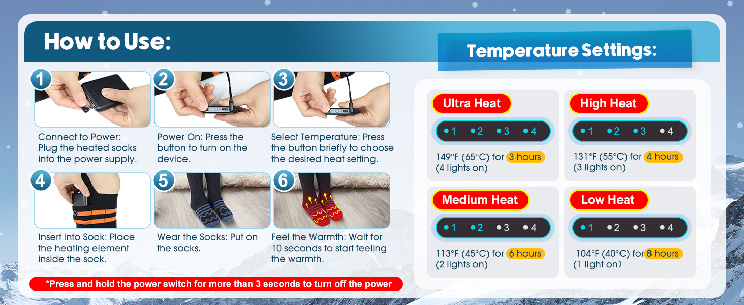 Гріючі шкарпетки з підігрівом, 5000mAh, 4 режими температури, USB, для катання на лижах, велосипеді, риболовлі, кемпінгу, унісекс, 35-45 EU