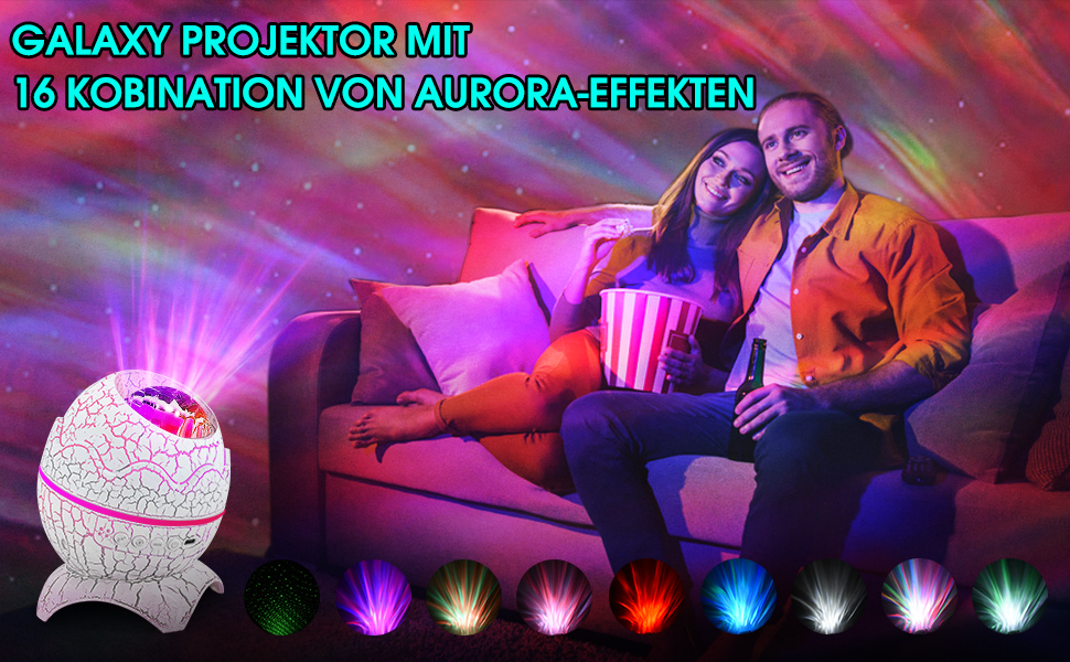 LED проектор зоряного неба Galaxy з Bluetooth, нічник-планетарій з ефектом північного сяйва, білим шумом та зірками, з пультом для дітей і дорослих, декор