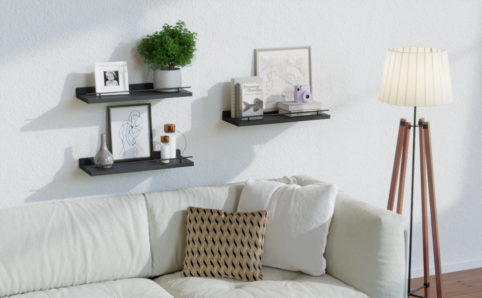 Настінна полиця Wandregal чорного кольору, 3 шт. - полиці для кухні, вітальні, спальні, офісу