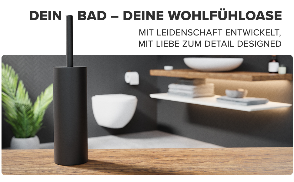 Набір для чищення унітазу Ingoy | Силіконова щітка для унітазу | Чорний | з нержавіючої сталі з кришкою | для ванної кімнати та гостьового туалету | знімний насадка | стильний дизайн