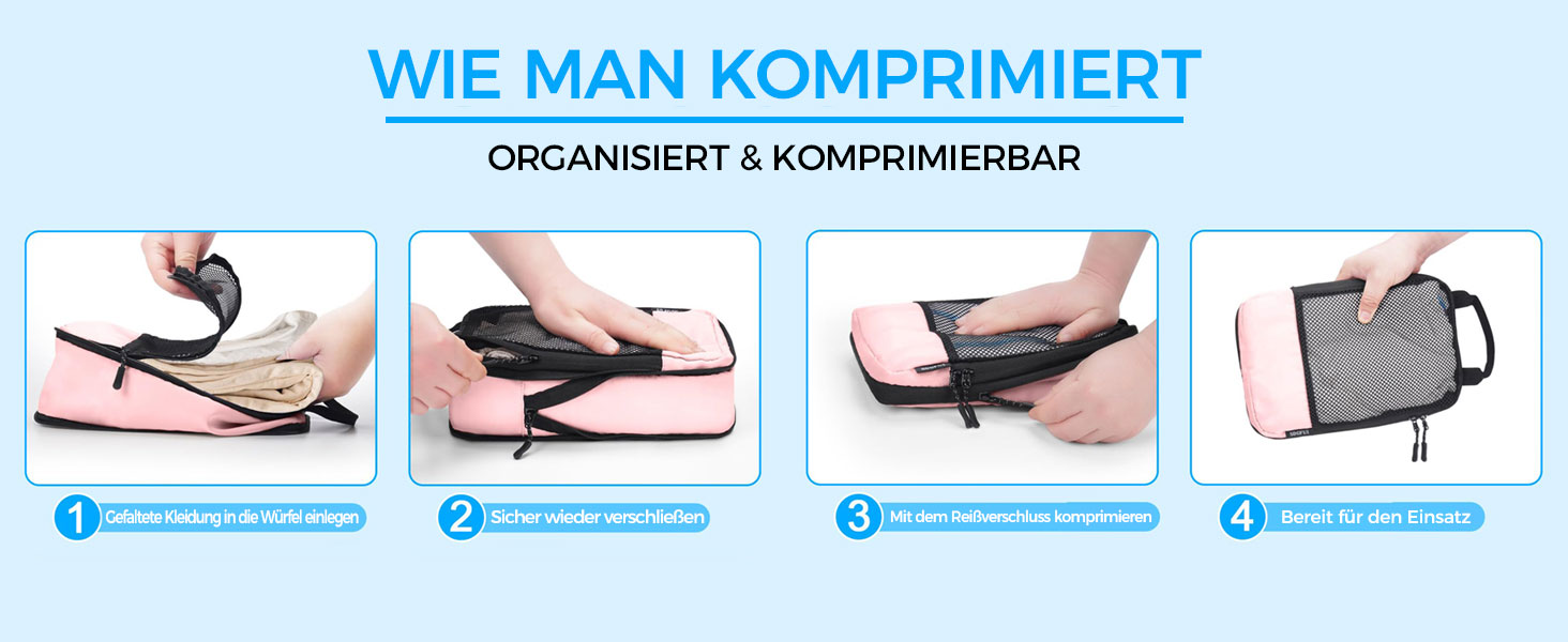 Набір кубиків для пакування багажу BAGLHER - Клінічний органайзер для подорожей, водонепроникні сумки (Сірий)