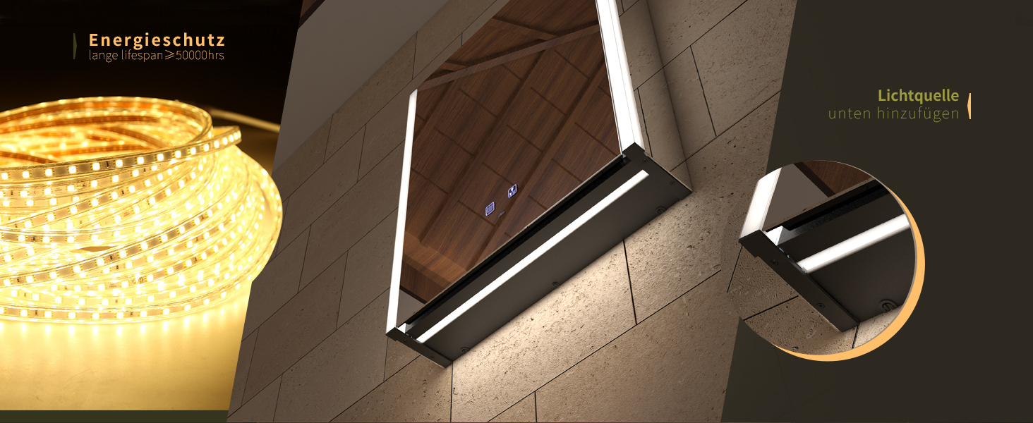 LED дзеркальна шафка для ванної кімнати KWW з підсвічуванням, регульованою температурою світла, протитуманним покриттям та USB роз'ємами (2 дверцята, 80x70 см, ліве кріплення)