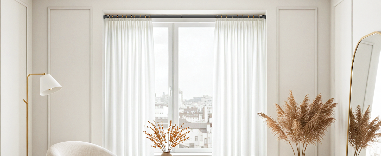 Тelescopic штанга для карнизів без свердління 120-200 см - для штор, душових перегородок, вікон, ванної кімнати (1 шт., чорний)