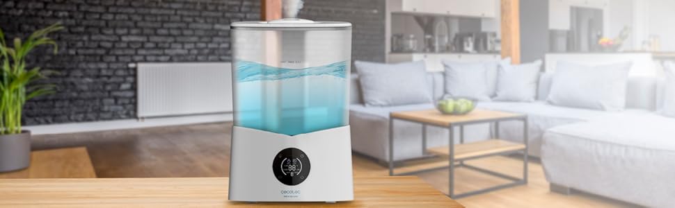 Розумний зволожувач повітря Cecotec BreezeCare 4000 Connected, бак 6 л, продуктивність 400 мл/год, Wi-Fi керування, плазменаізонізатор, для приміщень до 40 м², сенсорна панель