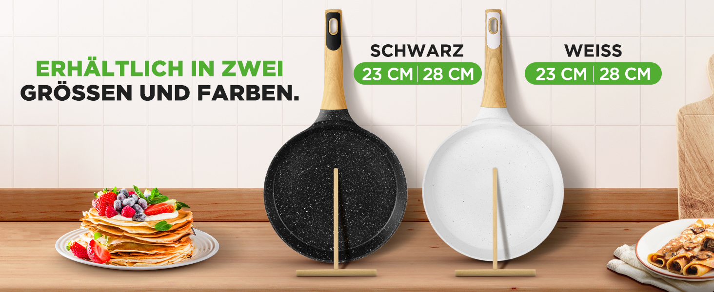 Сковорода для млинців Nutrichef з антипригарним мармуровим покриттям 23 см, індукція, алюміній, з дерев'яною лопаткою