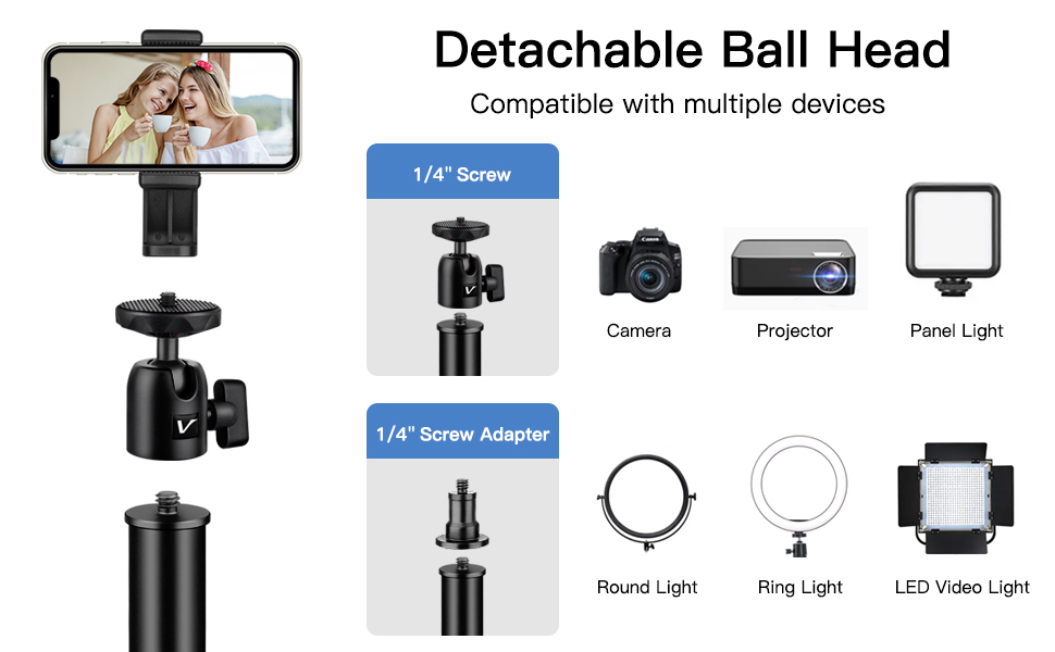 Кріплення для камери Victiv, 37-105 см, настільний штатив для DSLR Canon, світловий штатив, затискний штатив з гнучким підлокотником та 1/4' кульовою головкою для камер, LED-світла, веб-камер, смартфонів (Чорний)
