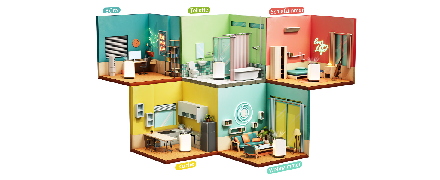 Електричний осушувач повітря JUMMICO 12л/день з датчиком вологості, 2.2л бак, LED-дисплей, шланг 1.5м, фільтр для дому, ванної кімнати