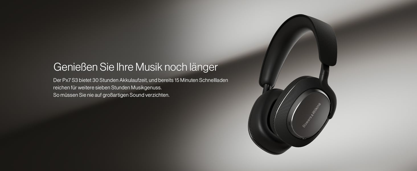 Навушники Bowers & Wilkins Px7 S3: бездротові, з активним шумопоглинанням, aptX™ Lossless, швидка зарядка, 30 годин роботи, 8 мікрофонів - чорний