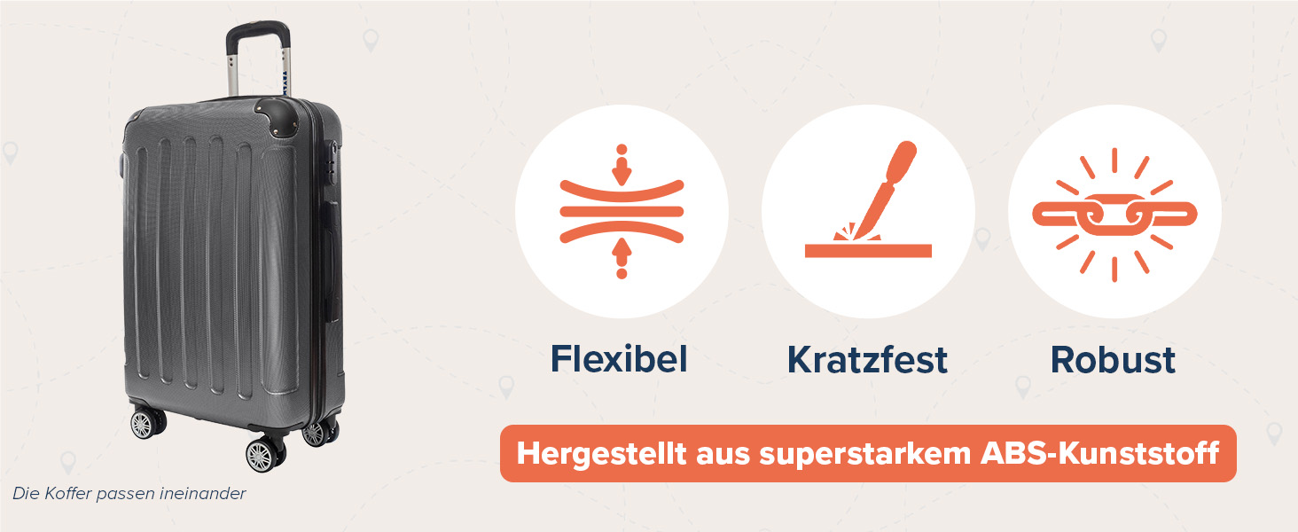 Валіза ручної поклажі TRVLMORE 54x36x20 см - жорсткий корпус, з колесами, сірий (колекція 3 шт.)