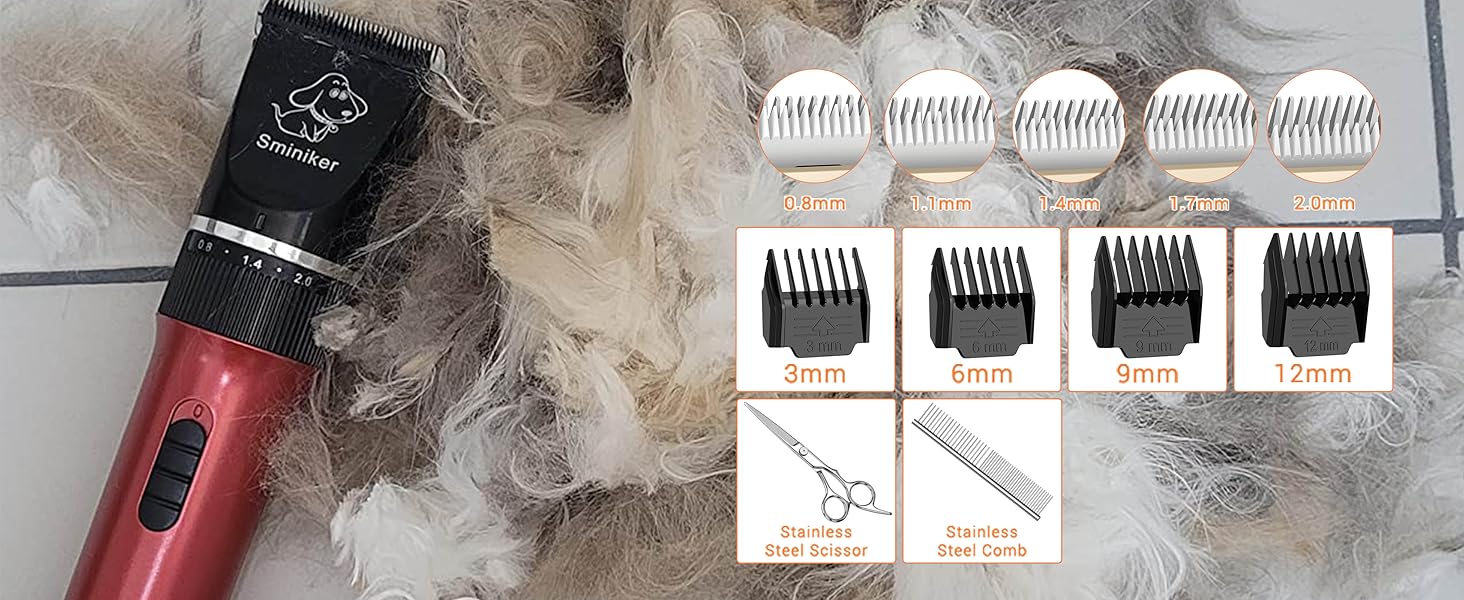 Професійна машинка для стрижки шерсті тварин Tierhaar: безшумна, акумуляторна, бездротова, для котів, собак, коней. Комплект професійного грумера