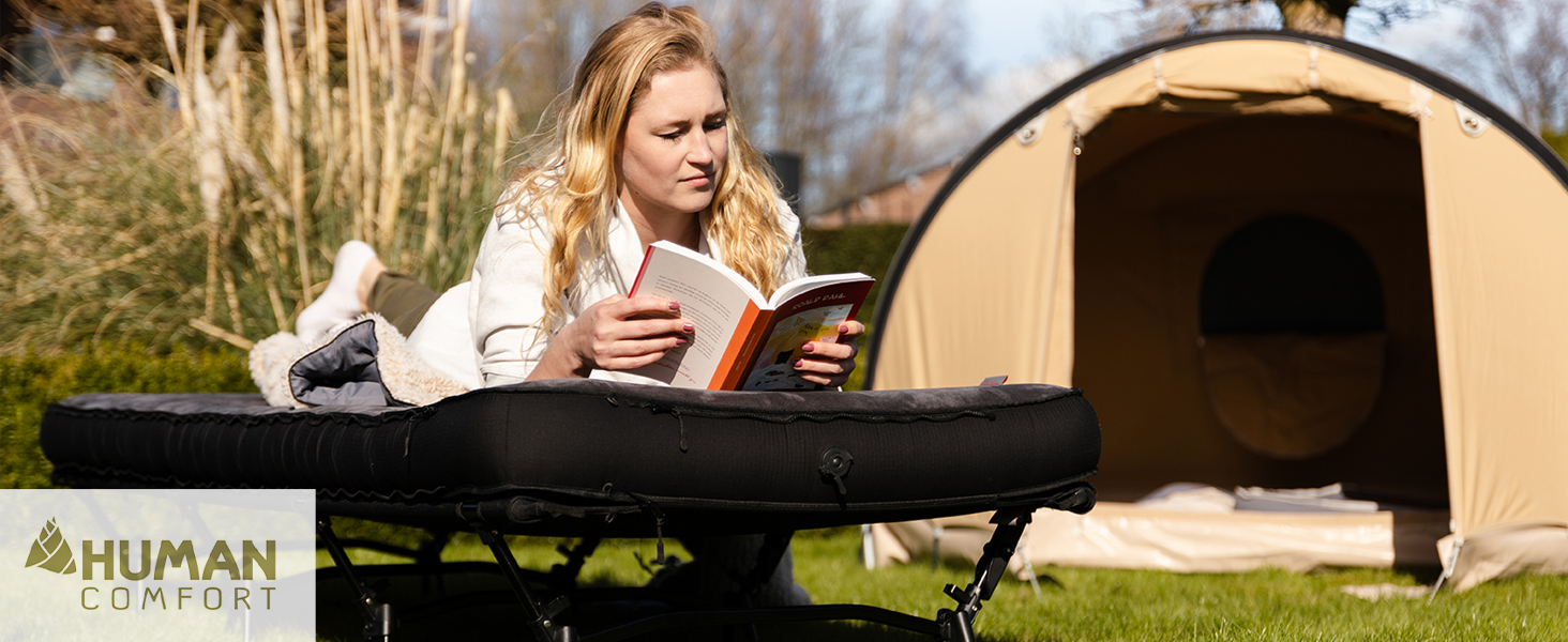 Надувний матрац для гостей Human Comfort Luftbett Chatou, 100% бавовна, блакитний