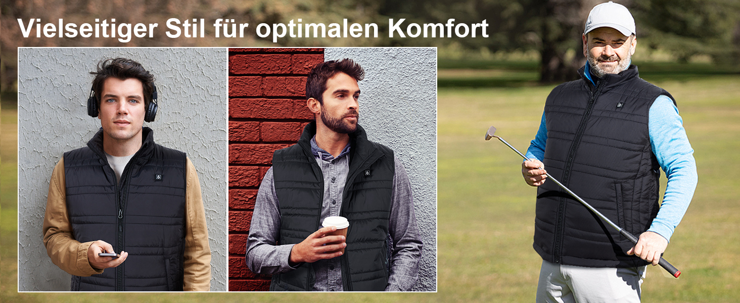 Обогріваючий жилет UNBON з акумулятором 10000mAh USB, чоловічий/жіночий, 3 режими нагріву, 6 зон нагріву, чорний