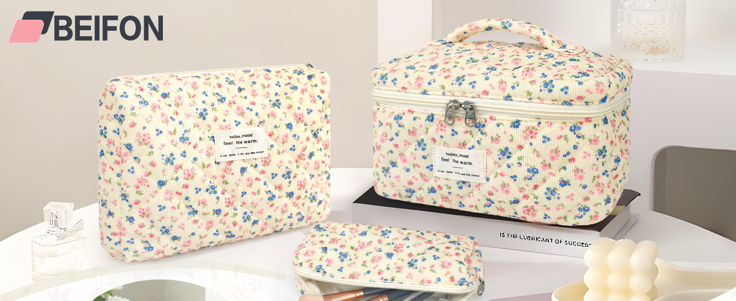 Набір косметичок для жінок: 3 шт. для макіяжу, подорожей та повсякденного використання. Великі косметички для дівчат та жінок