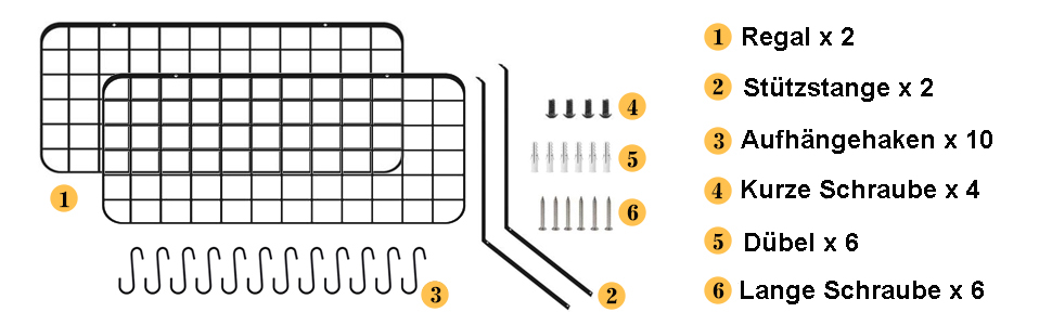 Warmiehomy Kitchen Wall Pot Rack, Wall Shelf Kitchen with 10 Hooks, 2-Layer Pot Pan Organizer, Hanging Spice Rack, Wall Mounted Kitchen Utensil Holder Kitchen Shelf (74.9x34.8x58.9 cm)