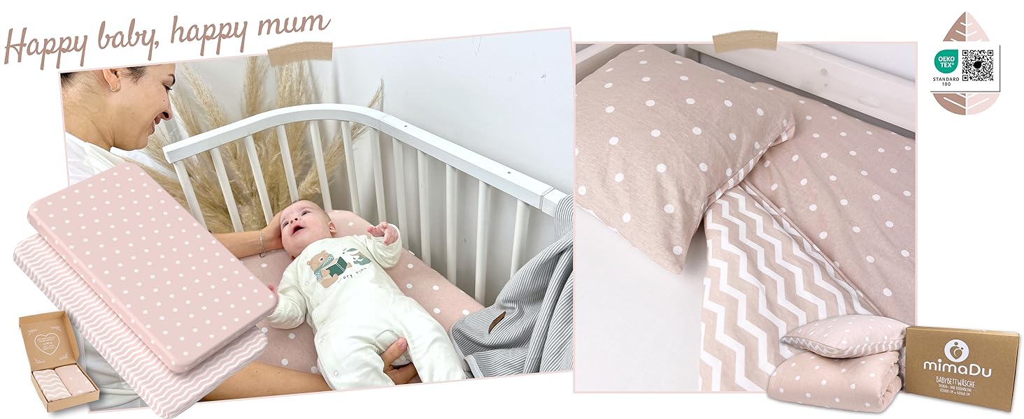 Набір постільної білизни для малюків з органічної бавовни GOTS (Oeko-Tex100), 100 x 135 см - комплект постільної білизни для дитячого ліжечка з наволочкою та ковдрою для хлопчиків та дівчаток (Пудрово-рожевий, 100x135 см + 40x60 см)