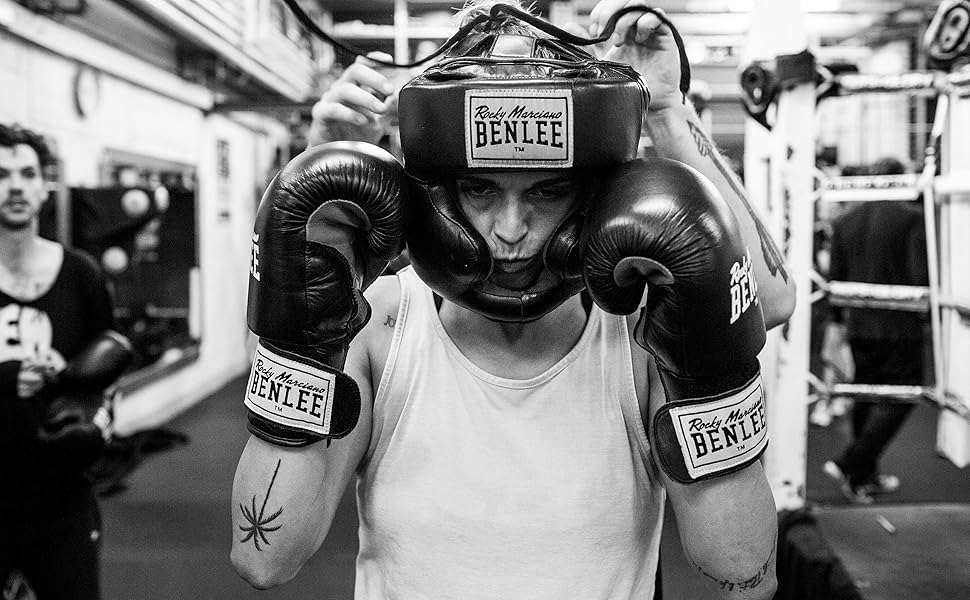 Benlee Mike Faux Leather Headguard (L-XL, Black) - Motorcycle & Boxing Head Protection