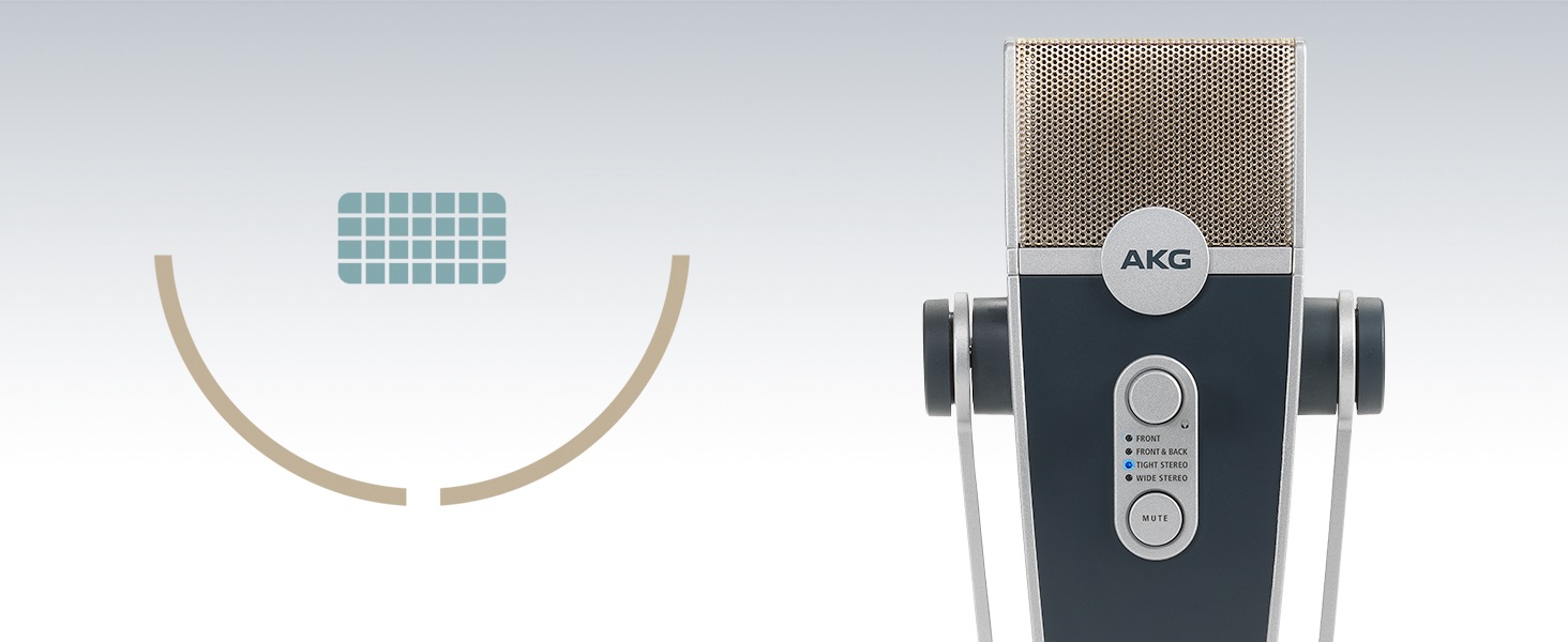 Мікрофон конденсаторний AKG Ara USB-C, для подкастів, відео, геймінгу та стрімінгу, синьо-срібний