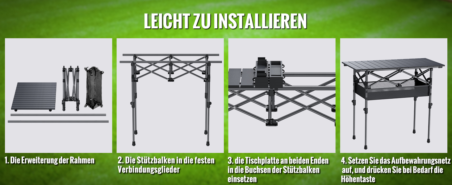 Складаний туристичний стіл Garllen 82x40 см, 2 рівня висоти (44/70 см), з розкатною стільницею, сталевий, для пікніка, грилю, саду, з сумкою
