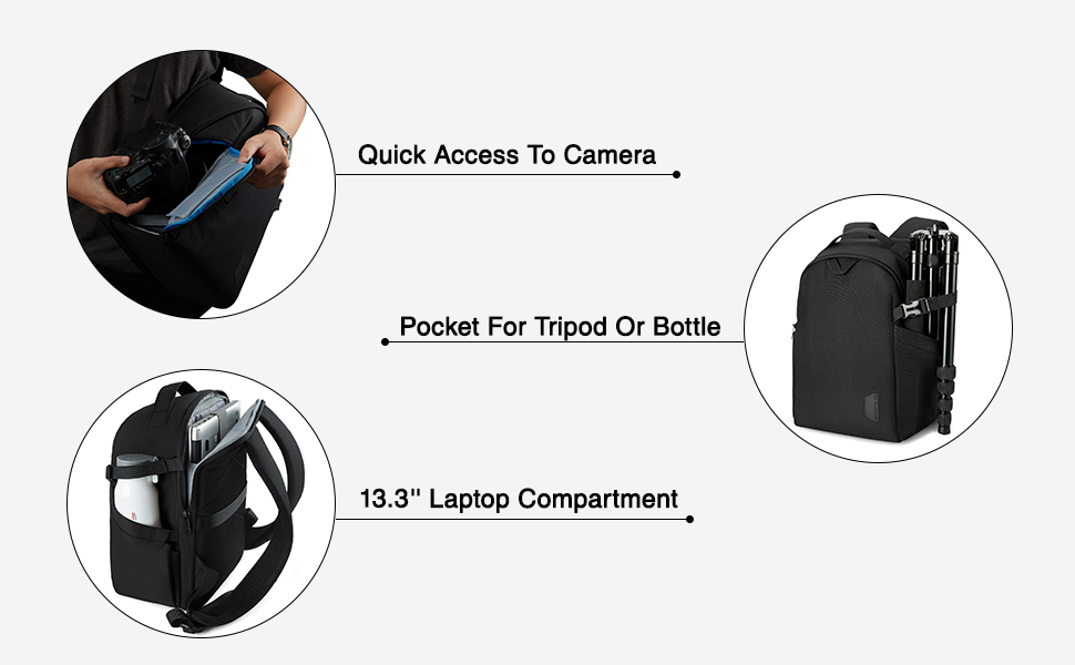 Bagsmart Рюкзак для фотокамери, DSLR/SLR, з відділенням для ноутбука 13.3