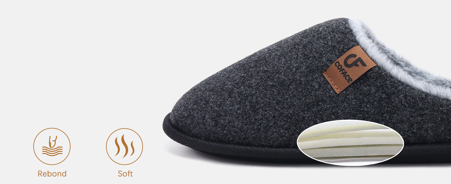 Тапочки чоловічі COFACE з фетру, теплі, зручні, з плюшем, антиковзка гумова підошва, для дому та вулиці, розмір 40-49, чорний, 43 EU