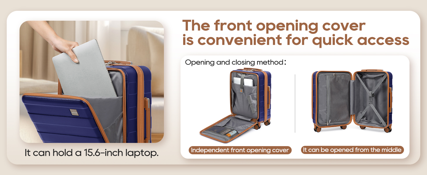 Набір валіз Imiomo 5шт з жорстким корпусом, 4 колеса, TSA-замок, відділення для ноутбука (Морська синя)