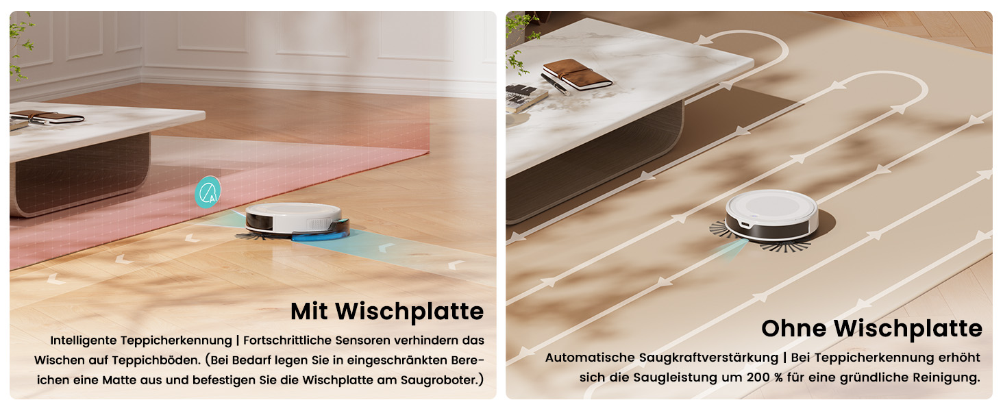 Робот-пилосос LEFANT M310 Ultra: потужність 6000Pa, вологе прибирання, лазерна навігація, керування через додаток та Alexa, захист від заплутування шерсті, білий