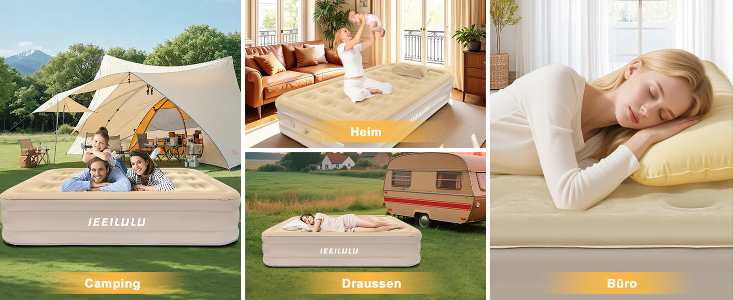 Надувний матрац самонадувний, односпальний з насосом та нічним світлом, 190 x 100 x 40 см, для дому та кемпінгу