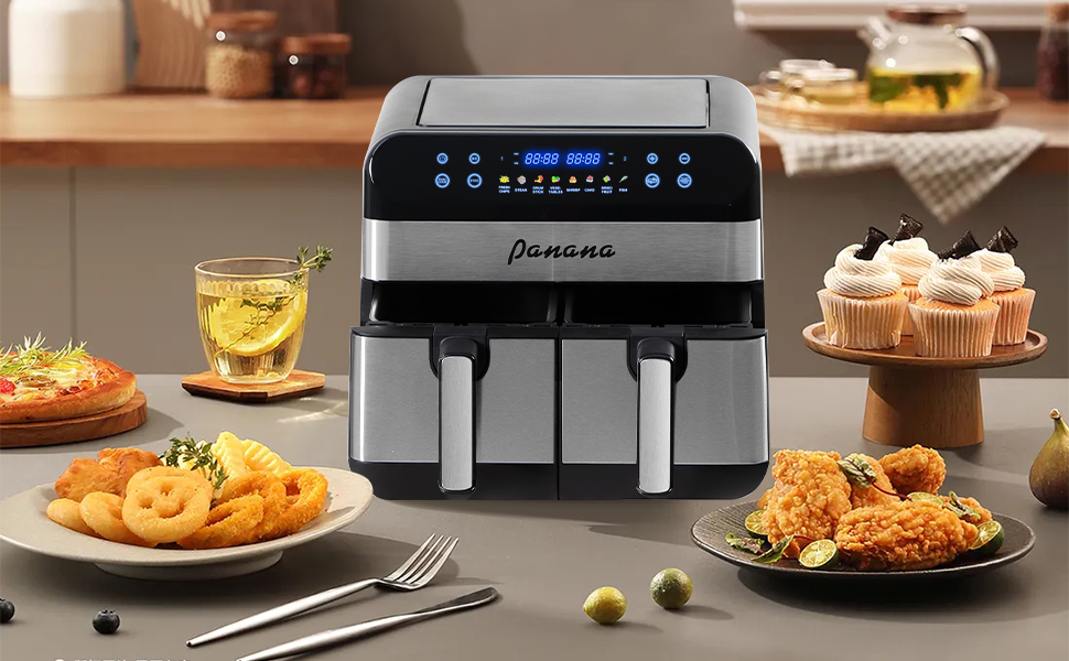 Фритюрниця Panana з подвійним кошиком, 9л, 8-в-1, для сім'ї та дітей