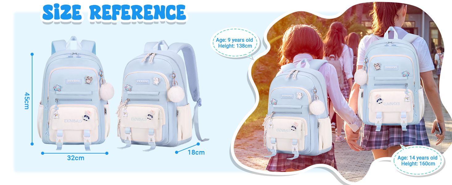 Шкільний рюкзак Tanou для дівчаток, підлітків, 3-7 клас, велика місткість, легкий нейлон, чорний