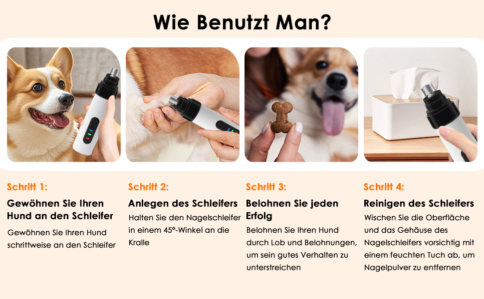 Електричний точило для кігтів собак Ntrjtrss USB, тихий точило для кігтів собак для великих, середніх та малих собак та котів