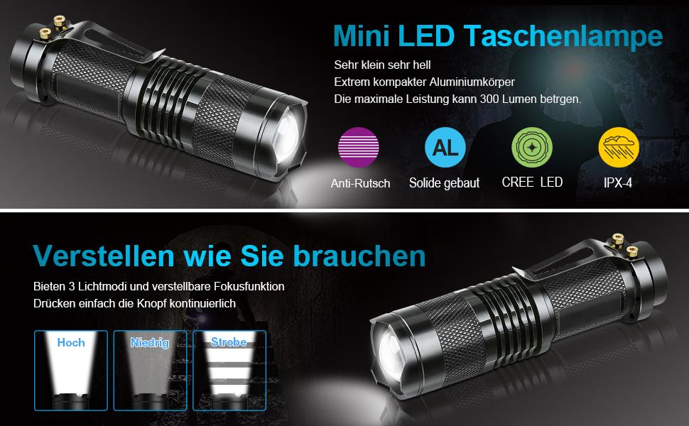 Дитячий ліхтарик Mini LED з регулюванням фокусу, 3 режими, водонепроникний, 2 шт. - ідеальний подарунок для риболовлі, походів та кемпінгу